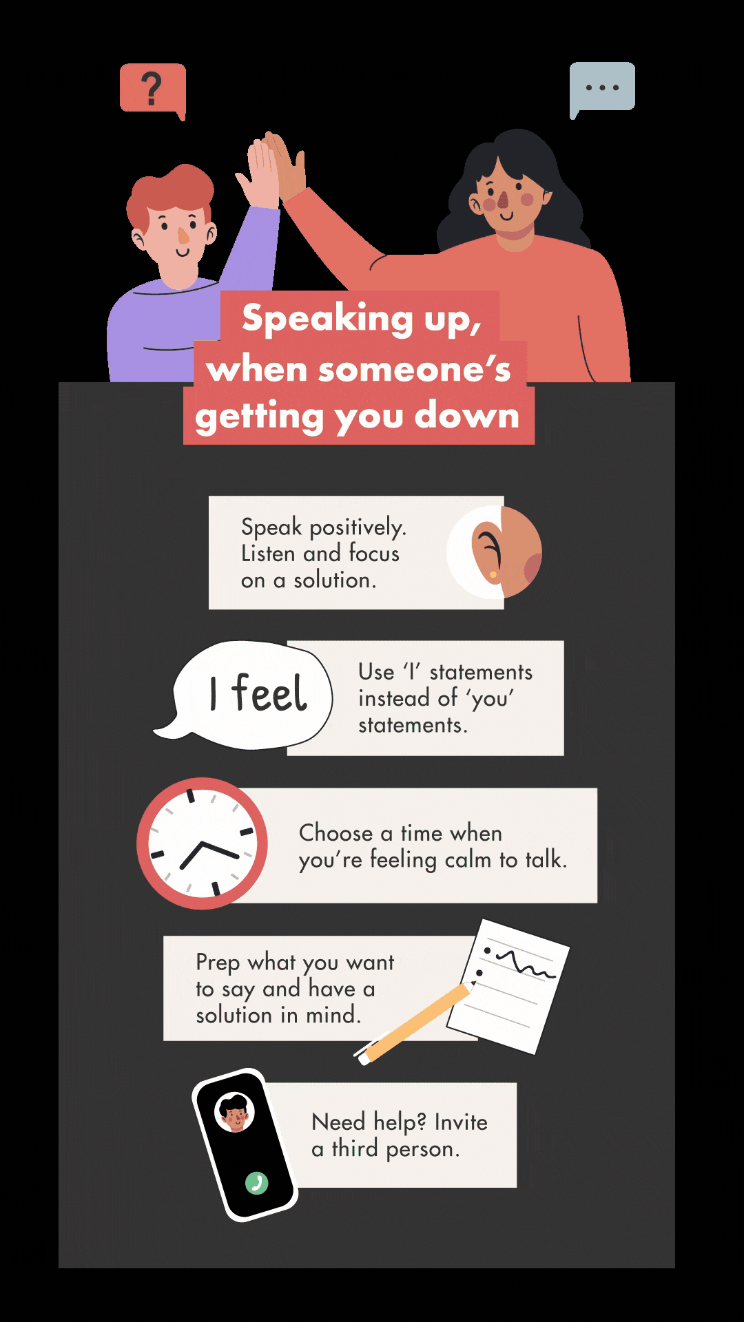 Infographic about speaking up when someone's getting you down