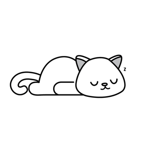 Illustration of a cat lying on the ground